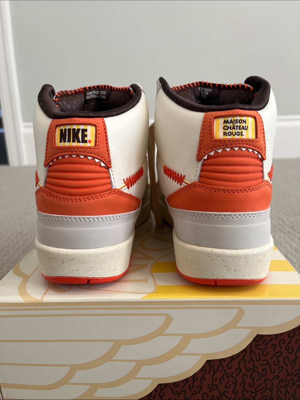 Men’s Jordan 2 Retro Maison Chateau Rouge High Tops - Picture 3 of 10